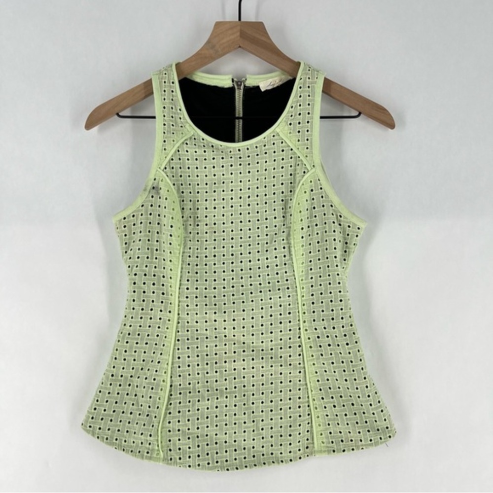 Sugar Lips Cotton Mint Green Eyelet Tank Top Exposed Zipper Back Feminine